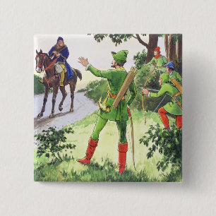 Robin Hood, van 'Peeps in het verleden', gepublice Vierkante Button 5,1 Cm