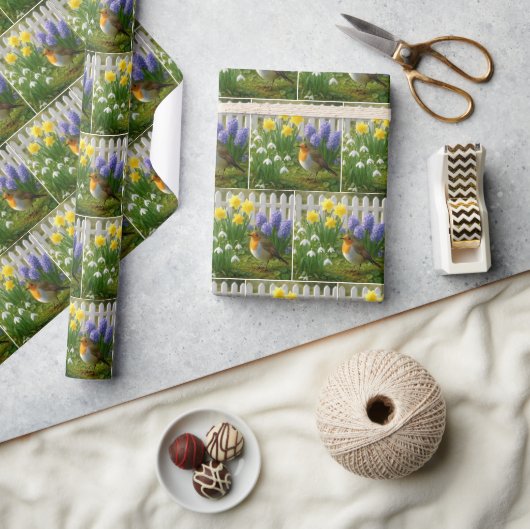 Robin in a Springtime Garden Cadeaupapier (Crafts)