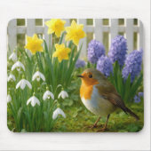 Robin in a Springtime Garden Muismat (Voorkant)