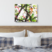 Robin in Blooming Crabapple Tree Print Canvas (Insitu (Slaapkamer))
