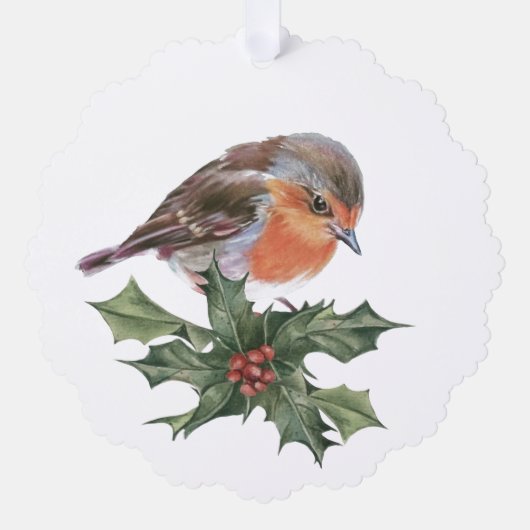 Robin in de holly vakantiekaart ornament kaart (Voorkant)