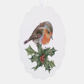 Robin in de holly vakantiekaart ornament kaart (Rechts)