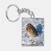Robin in de sneeuw sleutelhanger (Voorkant Links)