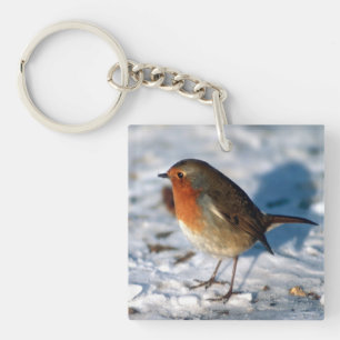 Robin in de sneeuw sleutelhanger