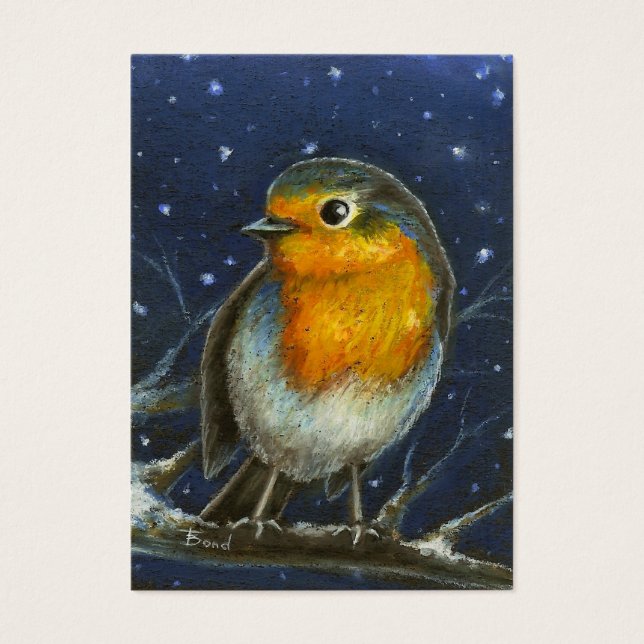 Robin in de sneeuwfotografie visitekaartjes (Voorkant)