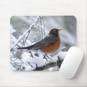 Robin in de Sneeuwveger Mousepad Muismat (Met muis)