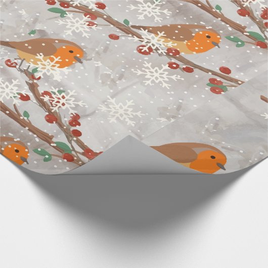 Robin in de Snow Wrapping Papier (Hoek)