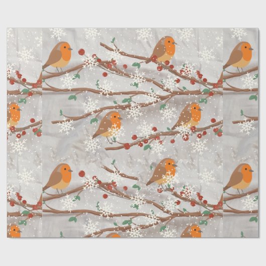 Robin in de Snow Wrapping Papier (Vlak)