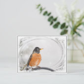 Robin in de winter briefkaart (Staand voorkant)