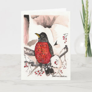 Robin in de winter Kaart