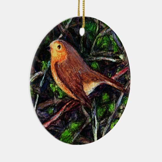 Robin in een afdekking keramisch ornament (Rechts)