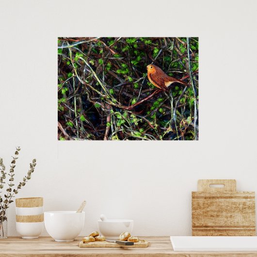 Robin in een afdekking poster (Keuken)