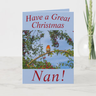 Robin in een Hawthorn Tree-kerstkaart voor Nan Kaart