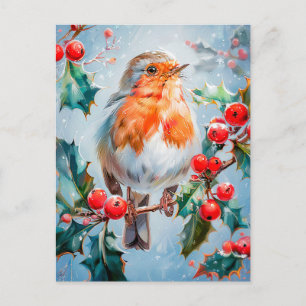 Robin in naturalistische impressionistische stijl briefkaart