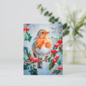 Robin in Natuur impressionistische stijl kunst Briefkaart (Staand voorkant)