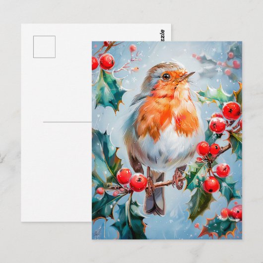Robin in Natuur impressionistische stijl kunst Briefkaart (Voorkant / Achterkant)