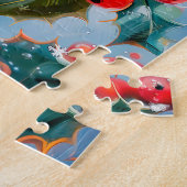 Robin in Natuur impressionistische stijl kunst Legpuzzel (Zijkant)