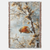 Robin in the snow deken (Voorkant Verticaal)