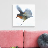 Robin in vlucht canvas afdruk (Insitu (Woonkamer))