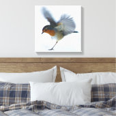 Robin in vlucht canvas afdruk (Insitu (Slaapkamer))