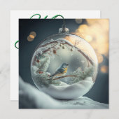 Robin in Wereldbol met kerstkaart (Voorkant / Achterkant)