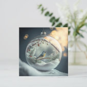 Robin in Wereldbol met kerstkaart (Staand voorkant)