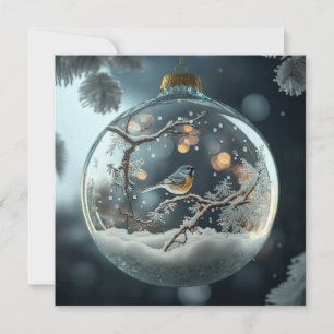 Robin in Wereldbol met kerstkaart