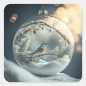 Robin in Wereldbol Stickers (Voorkant)