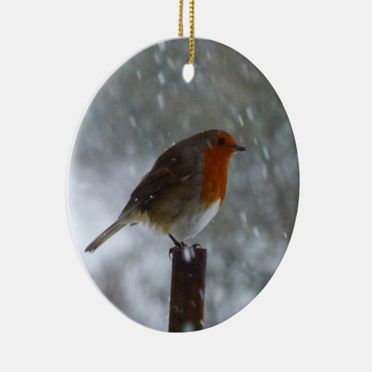 Robin in Winter Keramisch Ornament (Rechts)