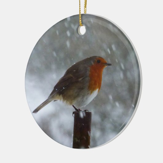Robin in Winter Keramisch Ornament (Links)