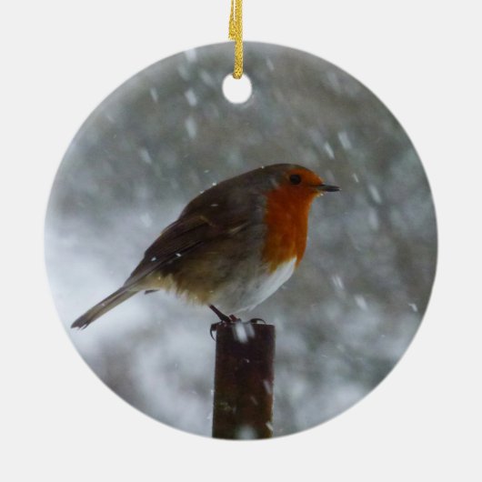 Robin in Winter Keramisch Ornament (Achterkant)