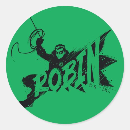 Robin Ink Brush Naam Ronde Sticker (Voorkant)