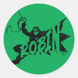 Robin Ink Brush Naam Ronde Sticker