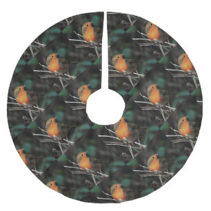 Robin is helder op een saaie dag met acrylkunst kerstboom rok