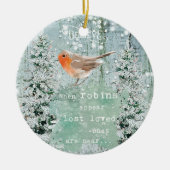 robin kerst ornament winter snow decoration (Voorkant)