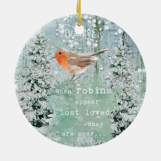 robin kerst ornament winter snow decoration (Achterkant)