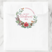Robin & Kerstbloemen & holly krans Ronde Sticker (Tas)