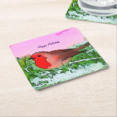 Robin Kerstfeestdag Kartonnen Onderzetters (Schuin)