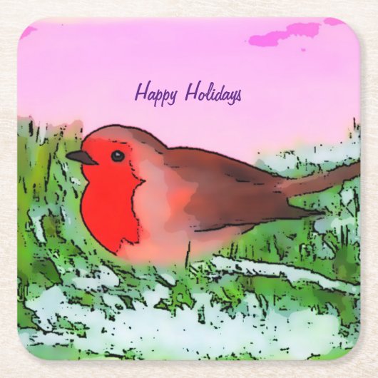 Robin Kerstfeestdag Kartonnen Onderzetters (Voorkant)