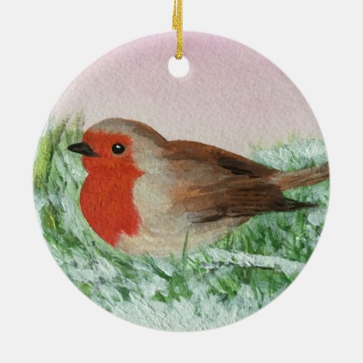 Robin Kerstfeestdag Keramisch Ornament (Achterkant)