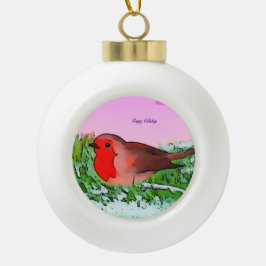 Robin Kerstfeestdag Keramische Bal Ornament
