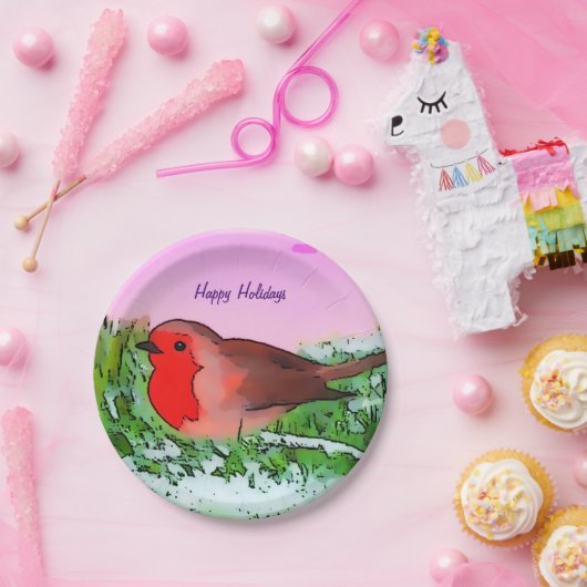 Robin Kerstfeestdag Papieren Bordje (Feest)