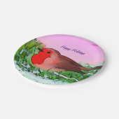 Robin Kerstfeestdag Papieren Bordje (Gekanteld)