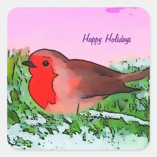 Robin Kerstfeestdag Vierkante Sticker (Voorkant)