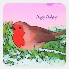 Robin Kerstfeestdag Vierkante Sticker