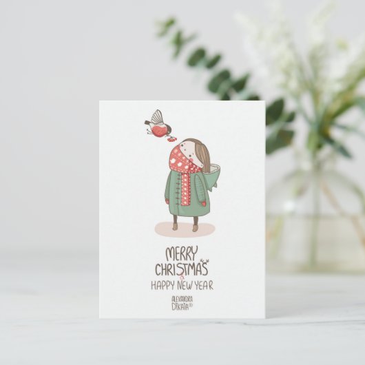 Robin Kerstmis Nieuwjaar Feestdagenkaart (Staand voorkant)