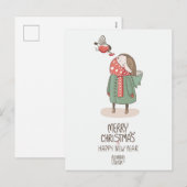 Robin Kerstmis Nieuwjaar Feestdagenkaart (Voorkant / Achterkant)