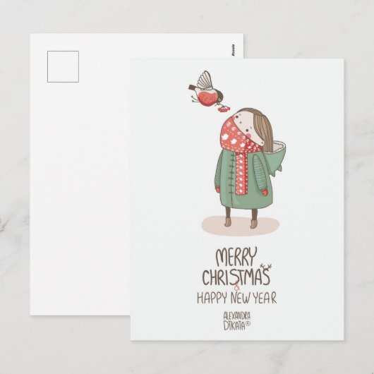 Robin Kerstmis Nieuwjaar Feestdagenkaart (Voorkant / Achterkant)