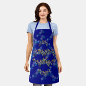 Robin, kransen en sneeuwvlokken blauw schort (Gedragen)