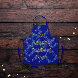 Robin, kransen en sneeuwvlokken blauw schort